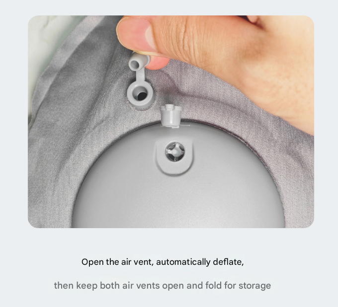 Grey Ultralight Inflatable Lumbar Support Pillow - Portable Ergonomic Back Cushion for Travel, Office & Car