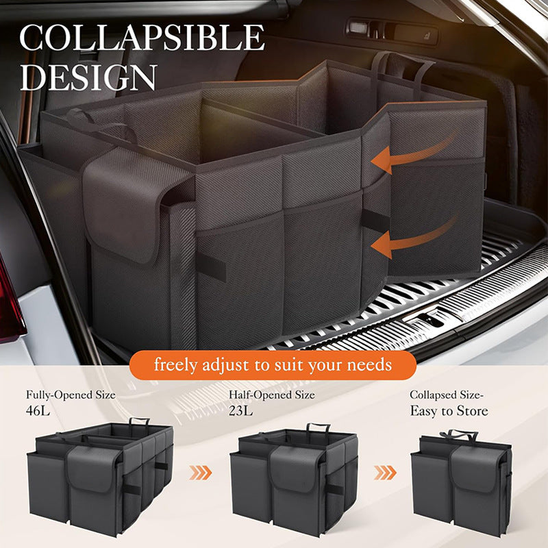 Black Car Trunk Storage Box - Foldable Organizer