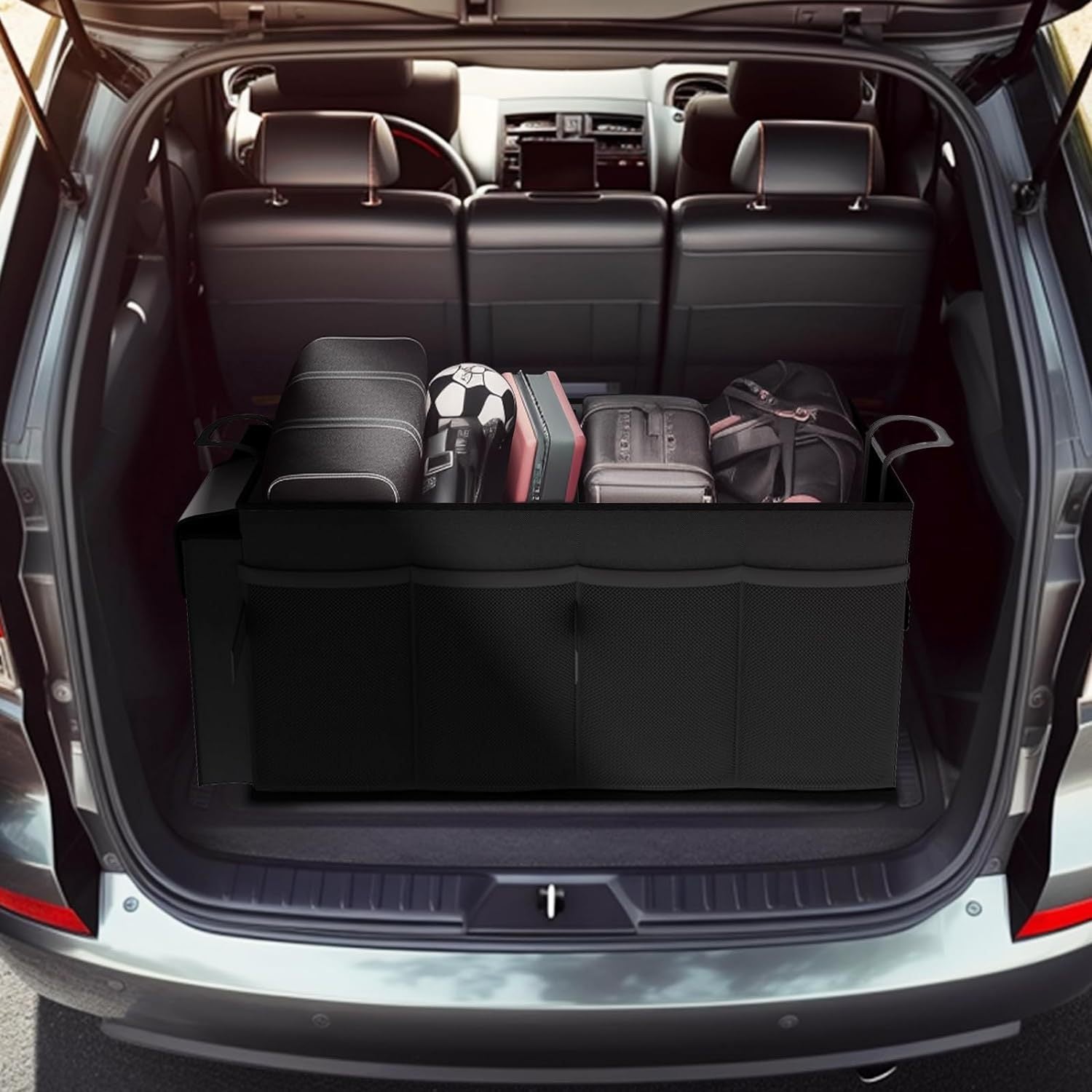 Black Car Trunk Storage Box - Foldable Organizer