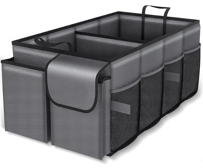 Grey Car Trunk Storage Box - Foldable Organizer