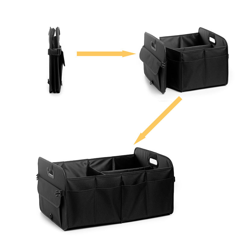 Black Car Storage Box - Foldable Waterproof Trunk Organizer