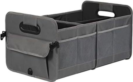 Grey Car Storage Box - Foldable Waterproof Trunk Organizer