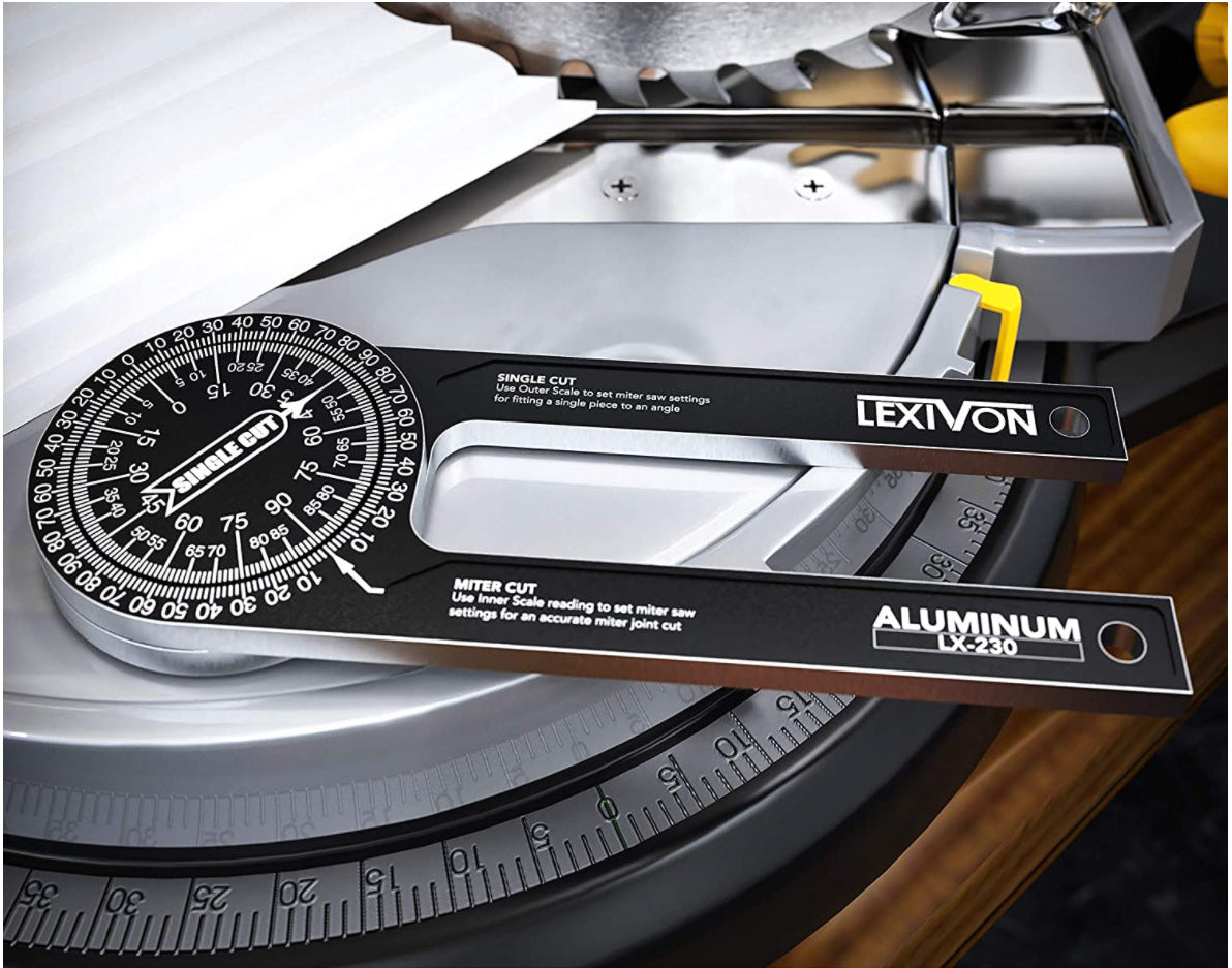 Black Precision 360-Degree Miter Saw Protractor - Aluminum Alloy Angle Finder for Woodworking & Carpentry
