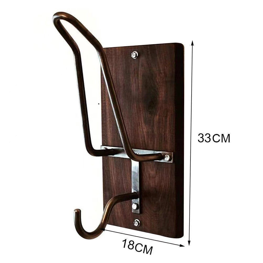 Wooden type Wall Mounted Motorcycle Helmet Holder - Heavy-Duty Gear Rack with Jacket Hook for Helmets, Coats & Accessories