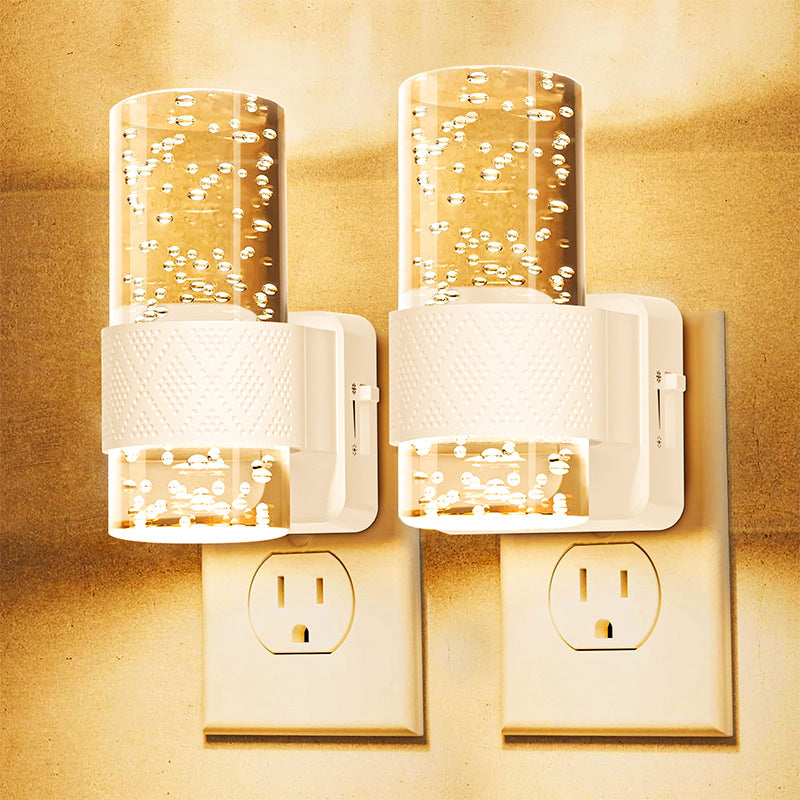 White Dimmable LED Night Light with Dusk-to-Dawn Sensor - Bubble Acrylic Plug-in Lamp