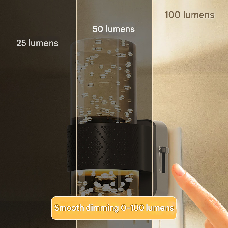 White Dimmable LED Night Light with Dusk-to-Dawn Sensor - Bubble Acrylic Plug-in Lamp