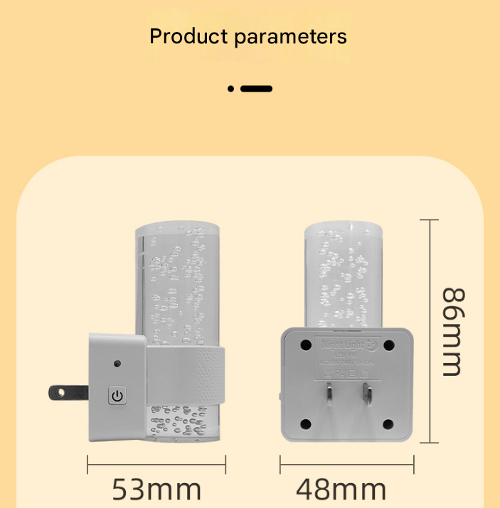 White Dimmable LED Night Light with Dusk-to-Dawn Sensor - Bubble Acrylic Plug-in Lamp