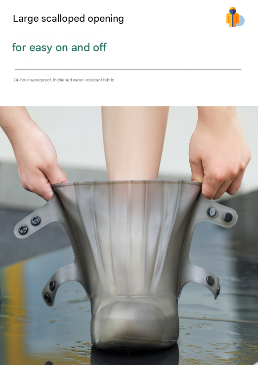 2 Pcs Size 3XL Dark Grey Reusable Waterproof Shoe Covers - Heavy Duty Non-Slip Rain Boot Protectors