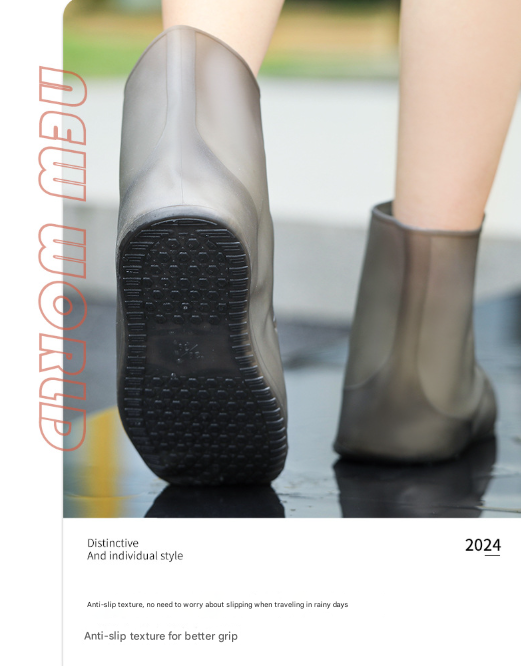2 Pcs Size M White Reusable Waterproof Shoe Covers - Heavy Duty Non-Slip Rain Boot Protectors