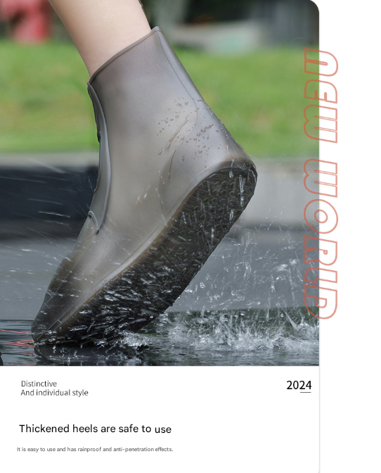 2 Pcs Size M White Reusable Waterproof Shoe Covers - Heavy Duty Non-Slip Rain Boot Protectors