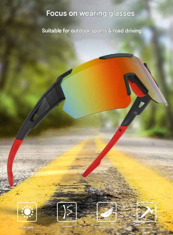 Pink Temples and Colorful Lenses Unisex Sport Cycling Sunglasses - Lightweight Wraparound Eyewear for Running & Outdoor Activities